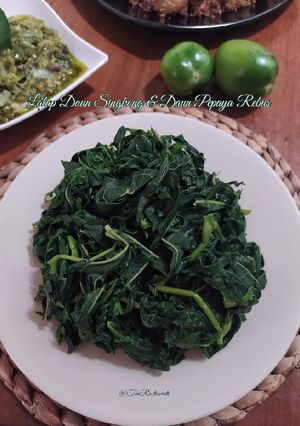 Foto resep Lalap Daun Singkong dan Daun Pepaya Rebus