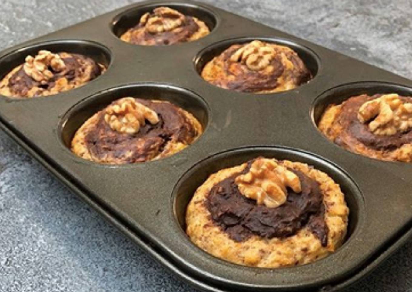 Marbled, eggless muffins