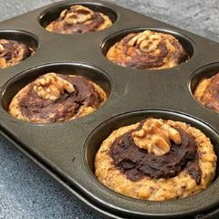 A picture of Marbled, eggless muffins.