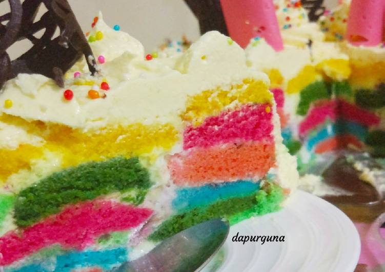 Checkerboard Cake Rainbow 🌈 (versi kukus)