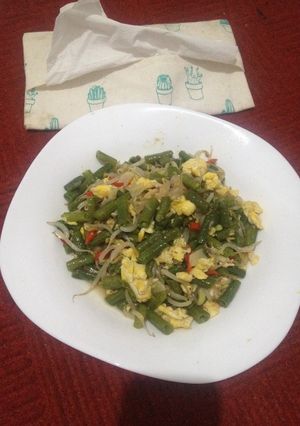 Foto resep Oseng kacang panjang tauge+orak arik telur