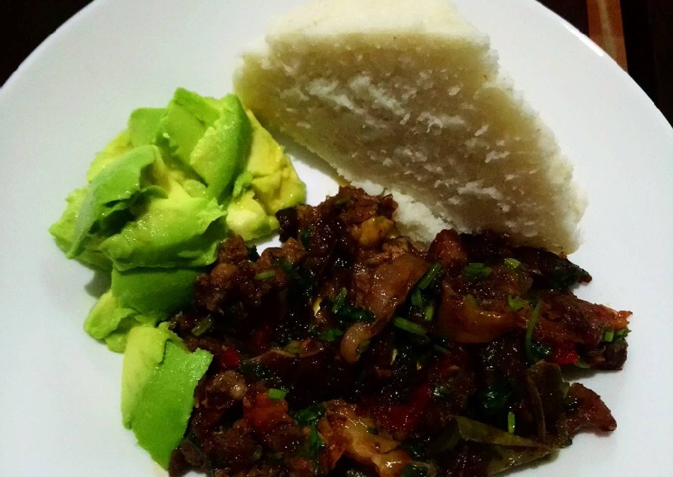 Ugali and beef stew