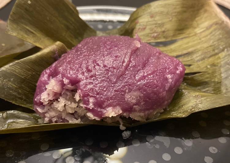 Simple Way to Prepare Quick Purple yam in banana leaves (kue bugis)