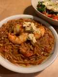 Orzo with prawn, tomato and feta cheese