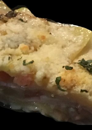 Una foto de Calabacines con parmesano gratinado
