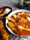 Tortilla Soup with Chipotle Chilli, Tomato & Avocado