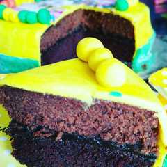 A picture of Triple Chocolate Cake with Apricot jam.