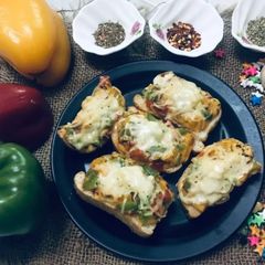 A picture of Cheese spread Bruschetta.