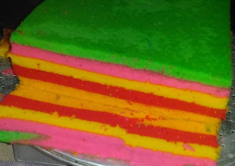 Resep Rainbow cake kukus simple Anti Gagal