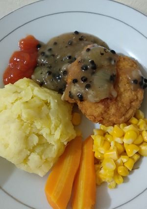 Foto resep Steak Tempe Saus Lada Hitam + Mashed Potato