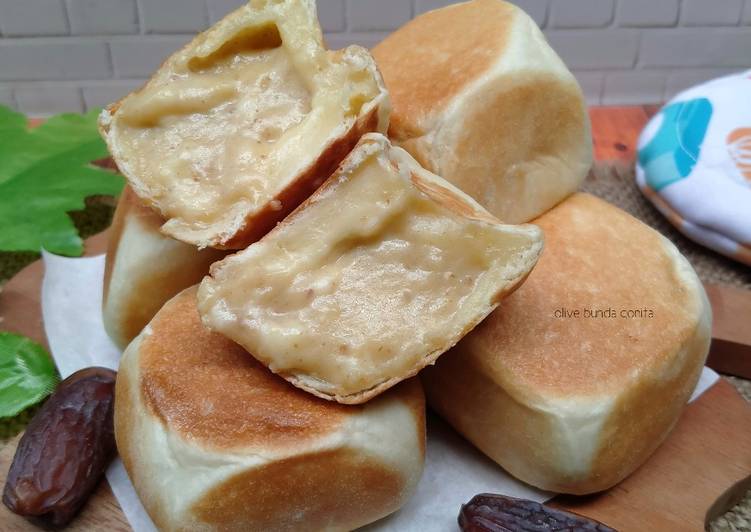 No oven date cheese cream bun (roti teflon isi krim keju kurma)