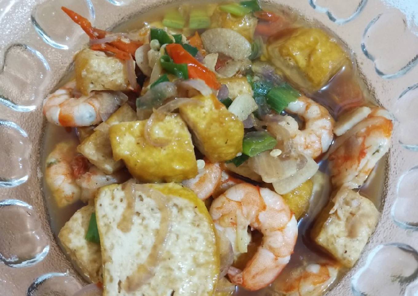 Tumis tahu dan udang
