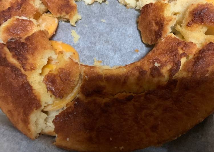 Bizcocho con melocotón y dulce de leche Thermomix