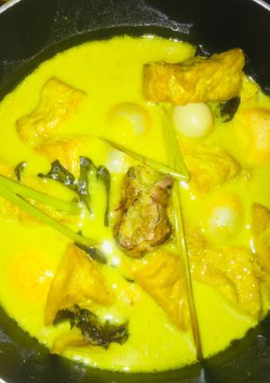 Foto resep 🥚Sayur tahu telur ayam+telur puyuh bumbu kuning