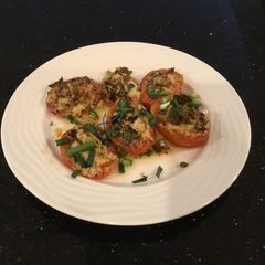A picture of Roasted Romano and Jalapeño Crusted Tomatoes.