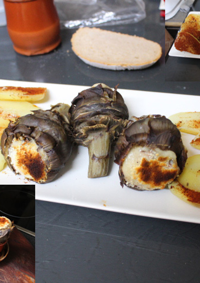 Una foto de Alcachofas rellenas de bechamel de beicon