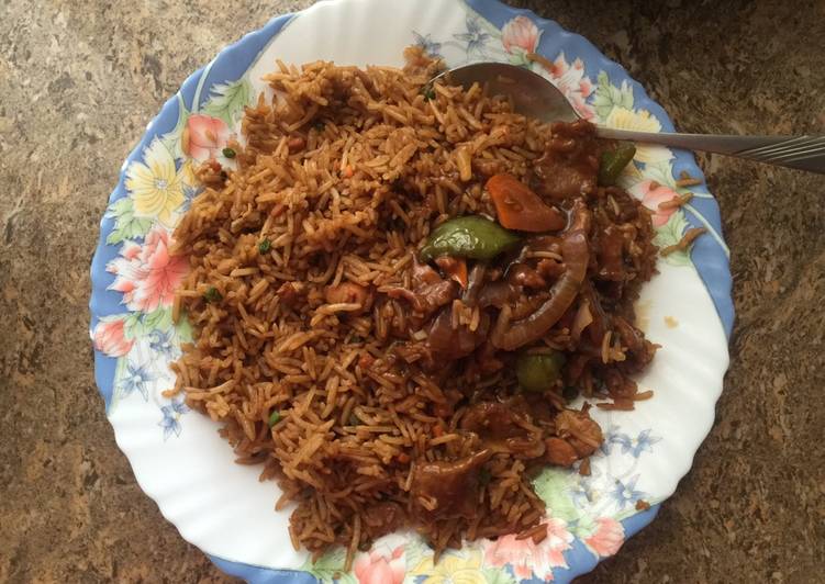 Simple Way to Make Quick Chicken rice and wet fried beef