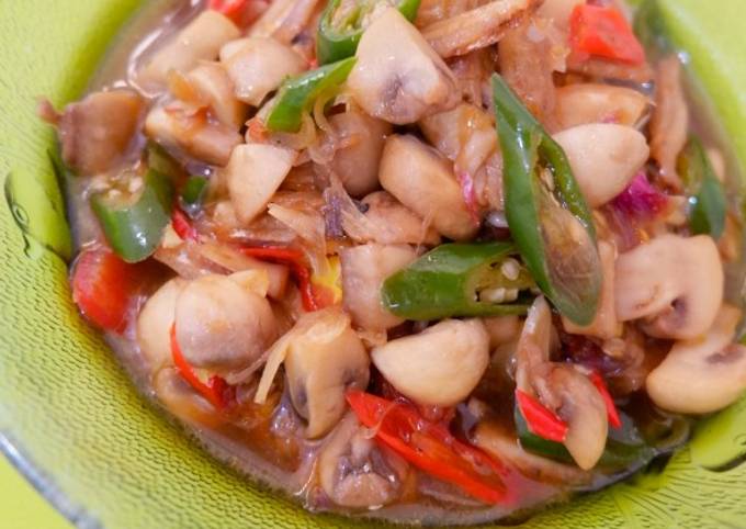 Resep Tumis Jamur Kancing Dan Teri Jengki Oleh Mbak Prims Cookpad