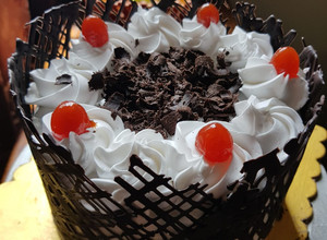 A picture of Black forest cake.
