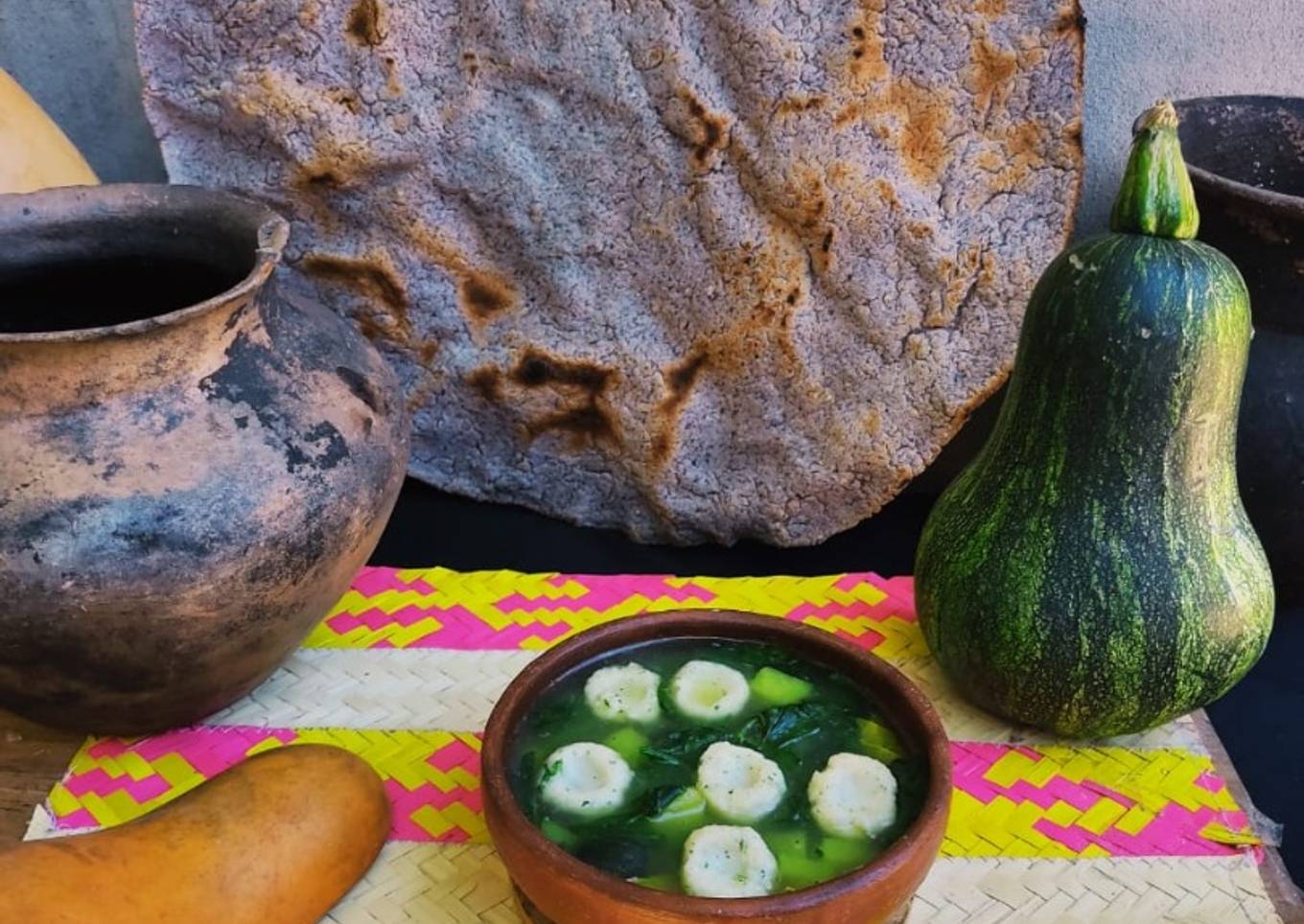 Sopa con flor de calabaza (Sopa yua tibasha yi yiqui yutia)