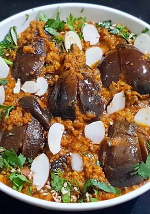 A picture of Stuffed Masala Brinjals.