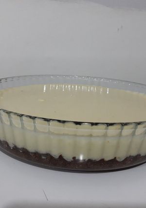 Una foto de Bavaroise de naranja con base de brownie