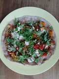 Vegan gyros on flatbread