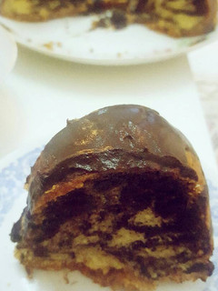 A picture of Zebra bundt cake.