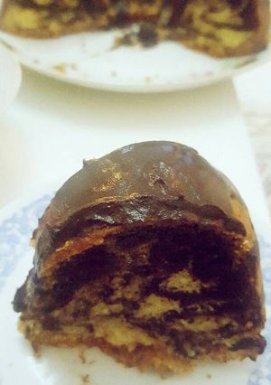 A picture of Zebra bundt cake.