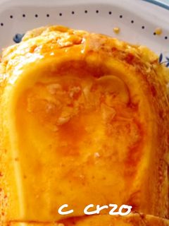 Una foto de Flan en el microondas