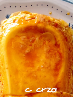Una foto de Flan en el microondas