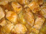 Una foto de lomo de cerdo agridulce chino
