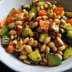 A picture of Soy Bean Salad with Crispy Chilli Oil.