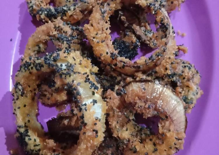 Resep "Onion ring panir wijen hitam kriuk" ?????????? Anti Gagal