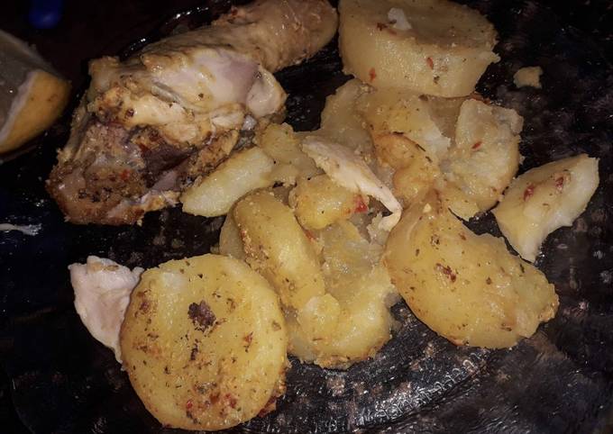 Pollo a la bolsa (al horno) con papas! Receta de priscila criado- Cookpad