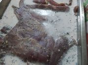 Una foto de carne setas horno