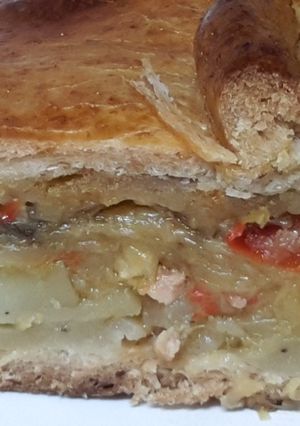 Una foto de Empanada de patata, puerro y bacon (en MCC)