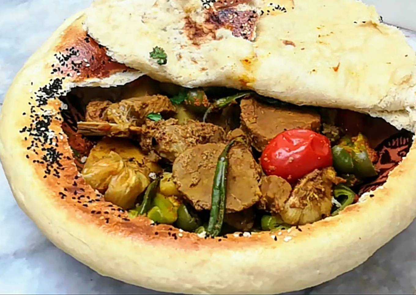 Beef Stew Covered With Bread