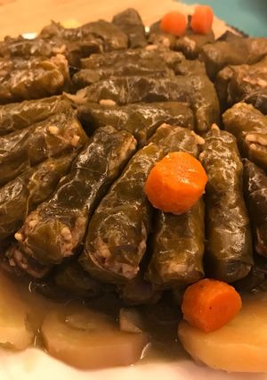 A picture of Stuffed Grape Leaves with Olive Oil (Warak Enab Bil Zeit).