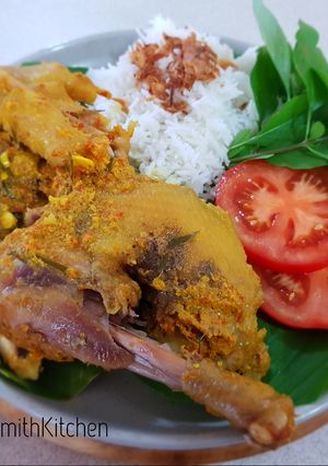 A picture of Ayam betutu (spicy grilled chicken).
