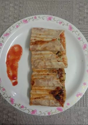 A picture of Veg. Frankie with homemade Tortillas.
