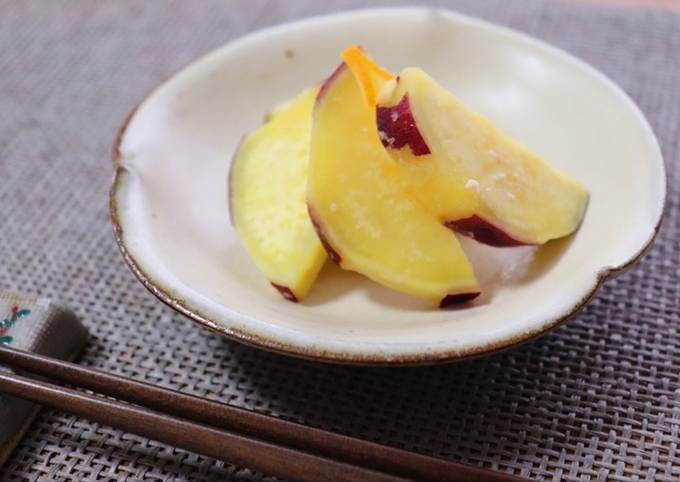 Boiled sweet potato with salt and lemon