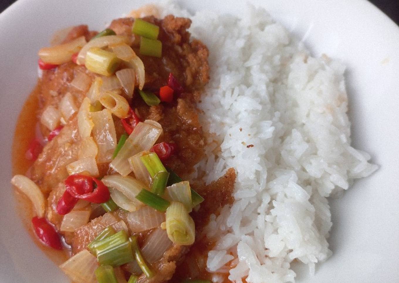 Ayam Crispy saos pedas manis