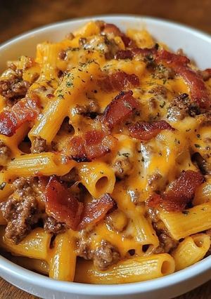 A picture of Bacon cheeseburger Pasta.