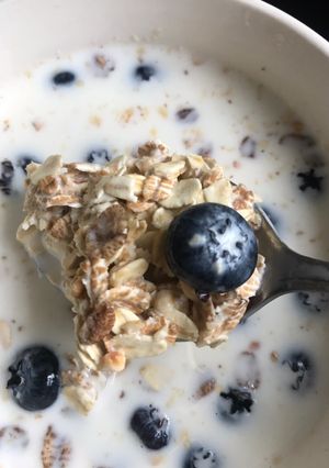 A picture of Muesli with blueberries.