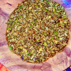 Spiced Pistachio & multiseeds brittle A picture of Spiced Pistachio & multiseeds brittle.