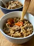 Minestra di lenticchie, riso e funghi