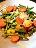 Haricots Verts Amandine with Beef Smoked Sausage