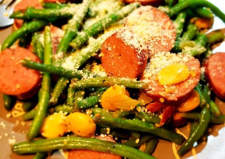 Recipe of Speedy Haricots Verts Amandine with Beef Smoked Sausage