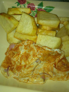 A picture of Fried yam and Fried egg.